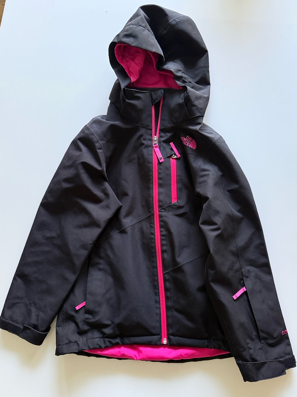 Girls North Face Black Ski Jacket with Pink Accents